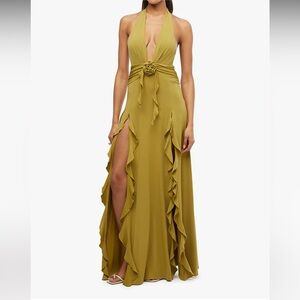 WeWoreWhat Halter Ruffle Maxi Dress